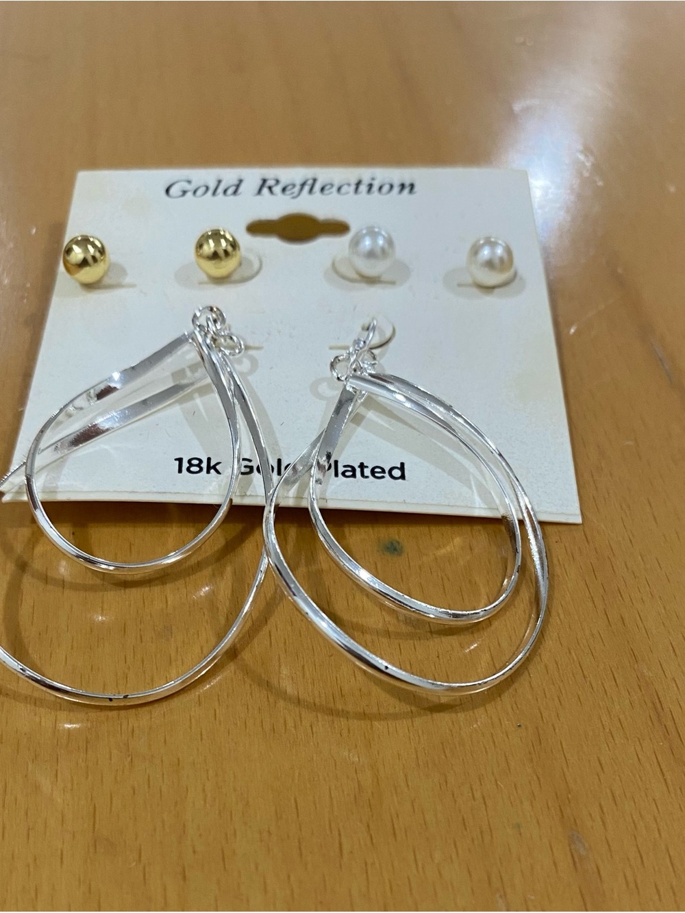 Silver-Tone Triple Hoop Drop Earrings